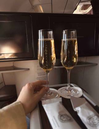 Qatar-Doha-Vienna Business Class Champagne